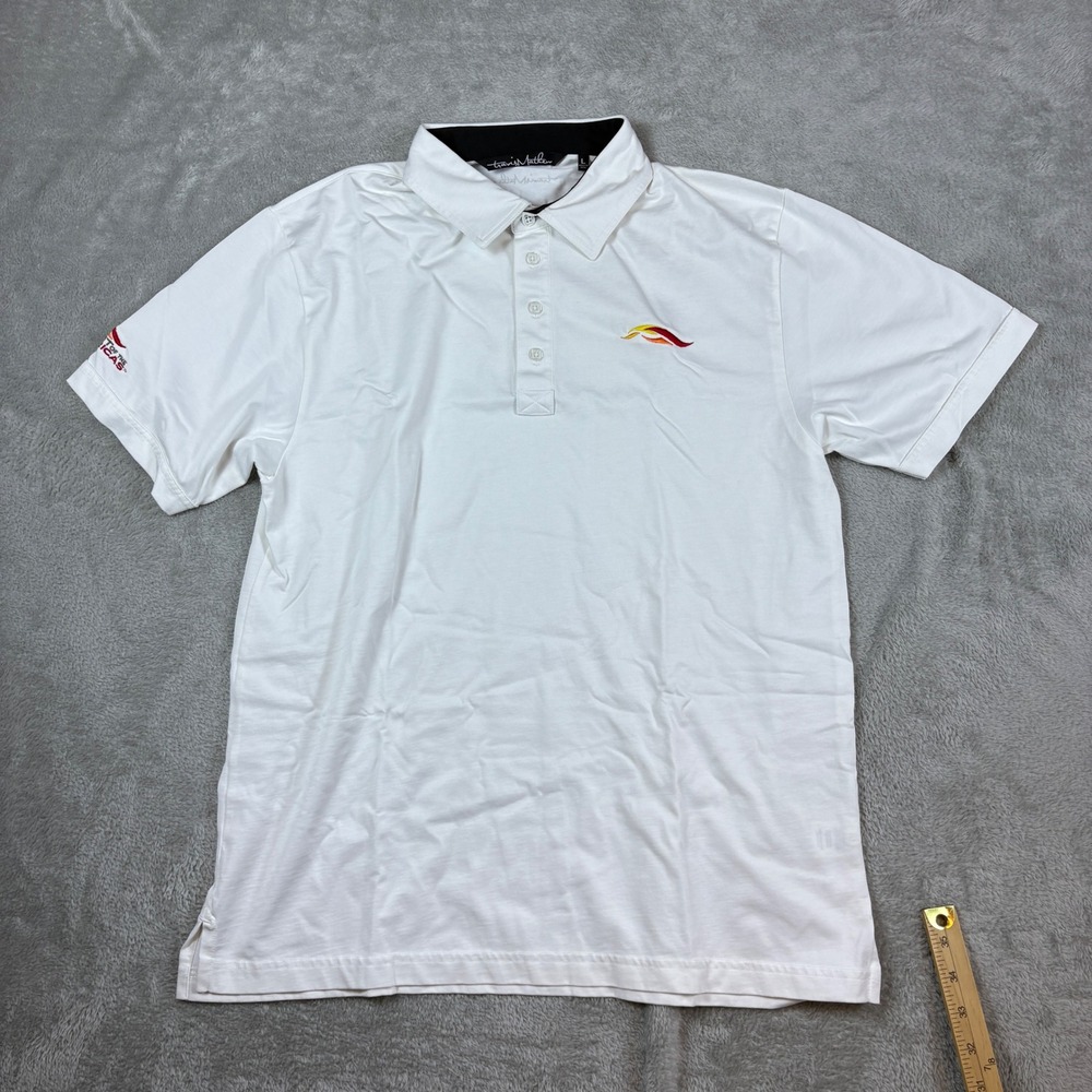 TravisMathew Polo Mens Large Circuit of the Americas Performance White Stretch